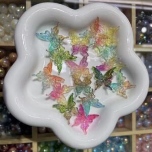 Iridescent Gradient Resin Butterfly Charms for DIY Jewelry