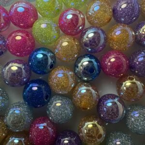 50pcs Resin Imitation Galaxy Bes, Round, Mixed Colo